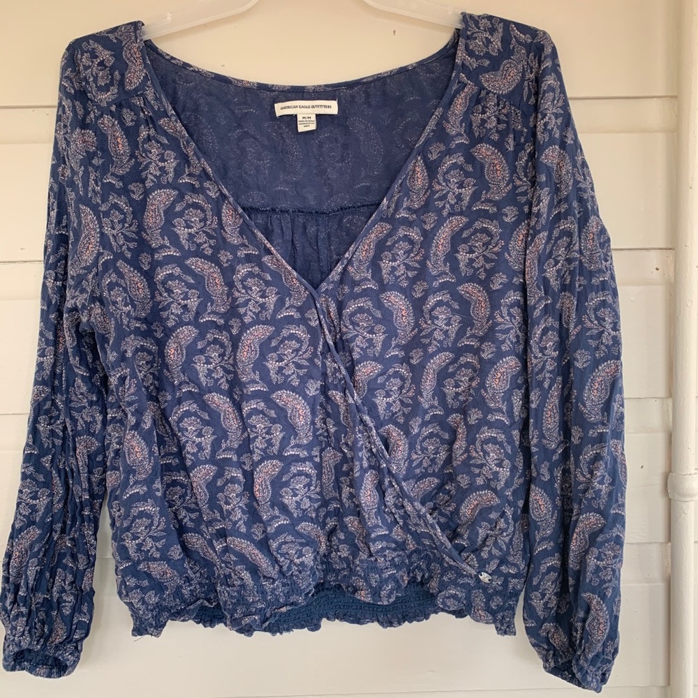 Paisley wrap cropped top
